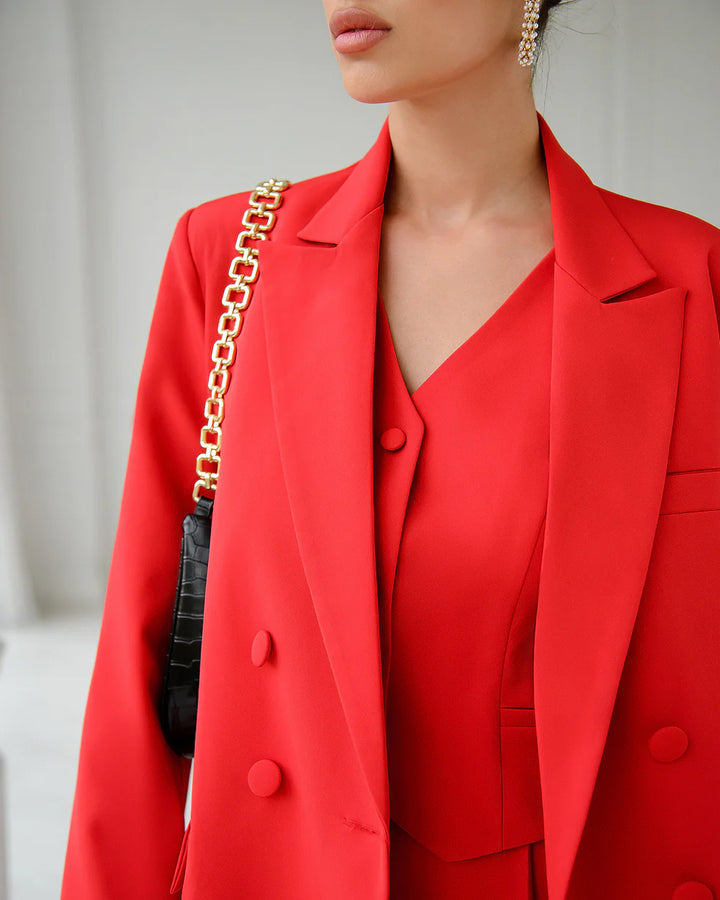 Kriya Red Double-Breasted Blazer Suit