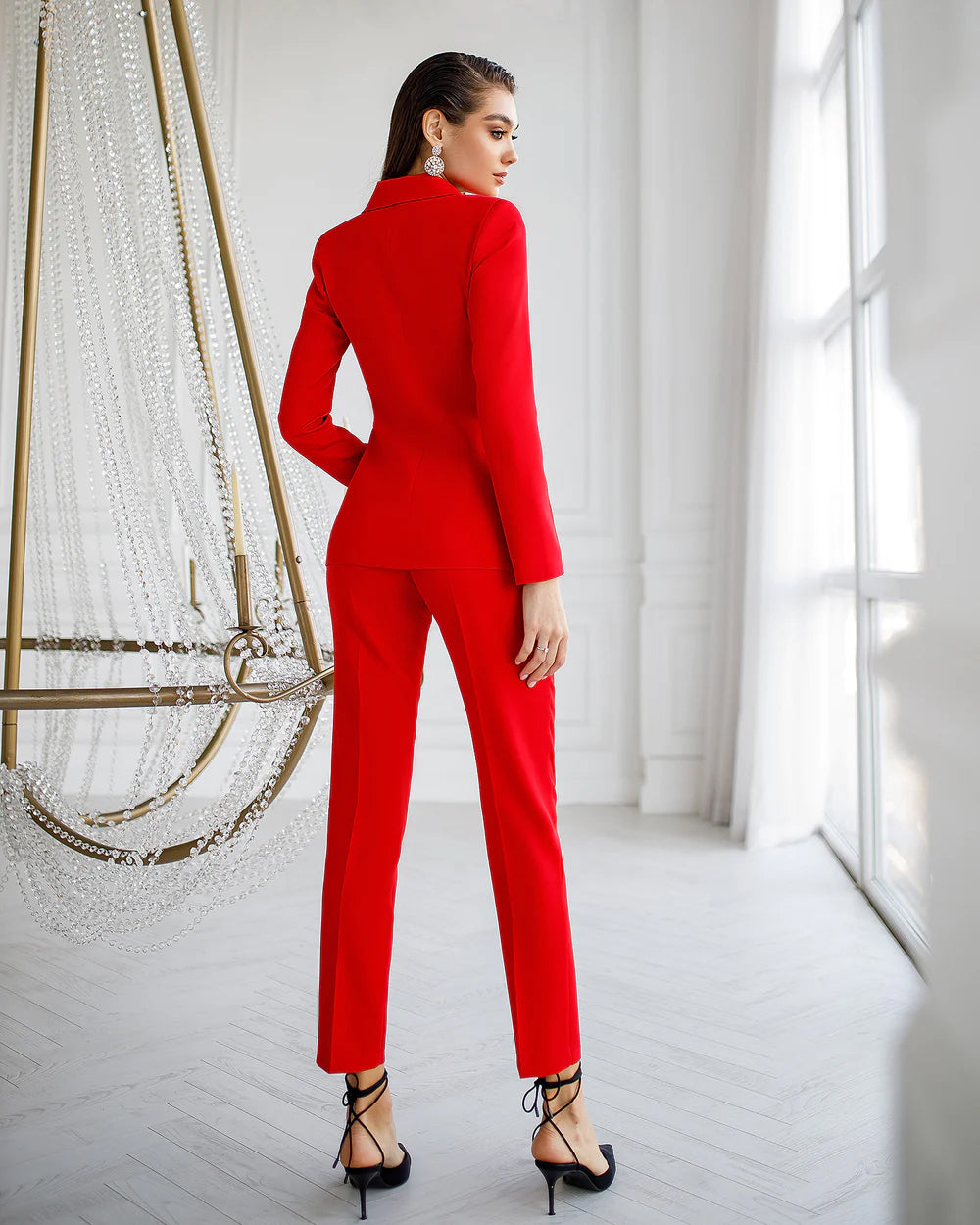 Red Double-Breasted 2-Piece Suit for Women Formal Wear Sheen Couture Official Red Double-Breasted 2-Piece Suit for Women Formal Wear Sheen Couture Official