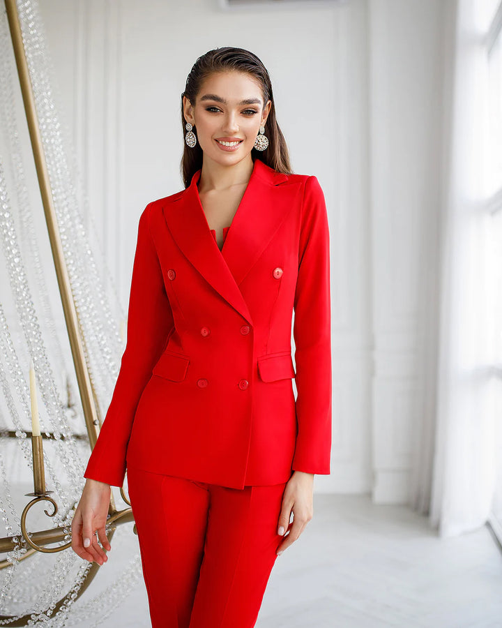 Red Double-Breasted 2-Piece Suit