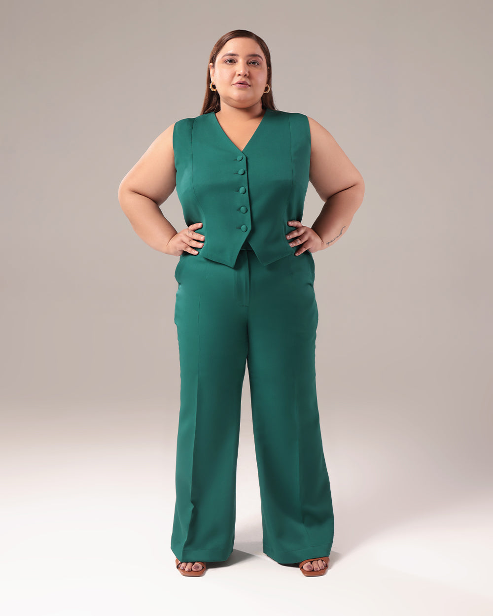Green Slim Fit Blazer Set