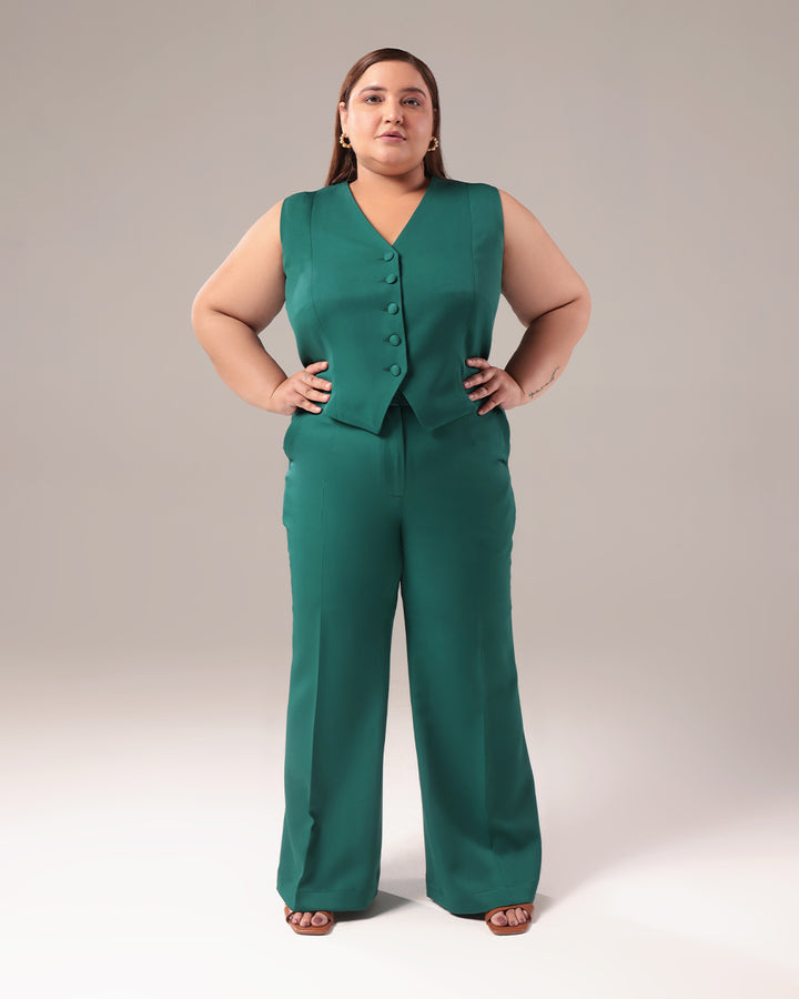 Green Slim Fit Blazer Set