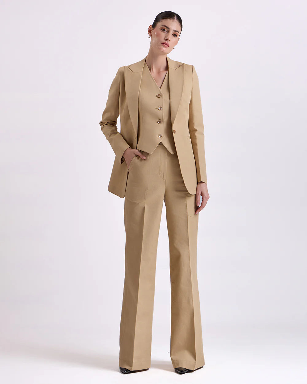 Tan Brown Waistcoat And Pant Set