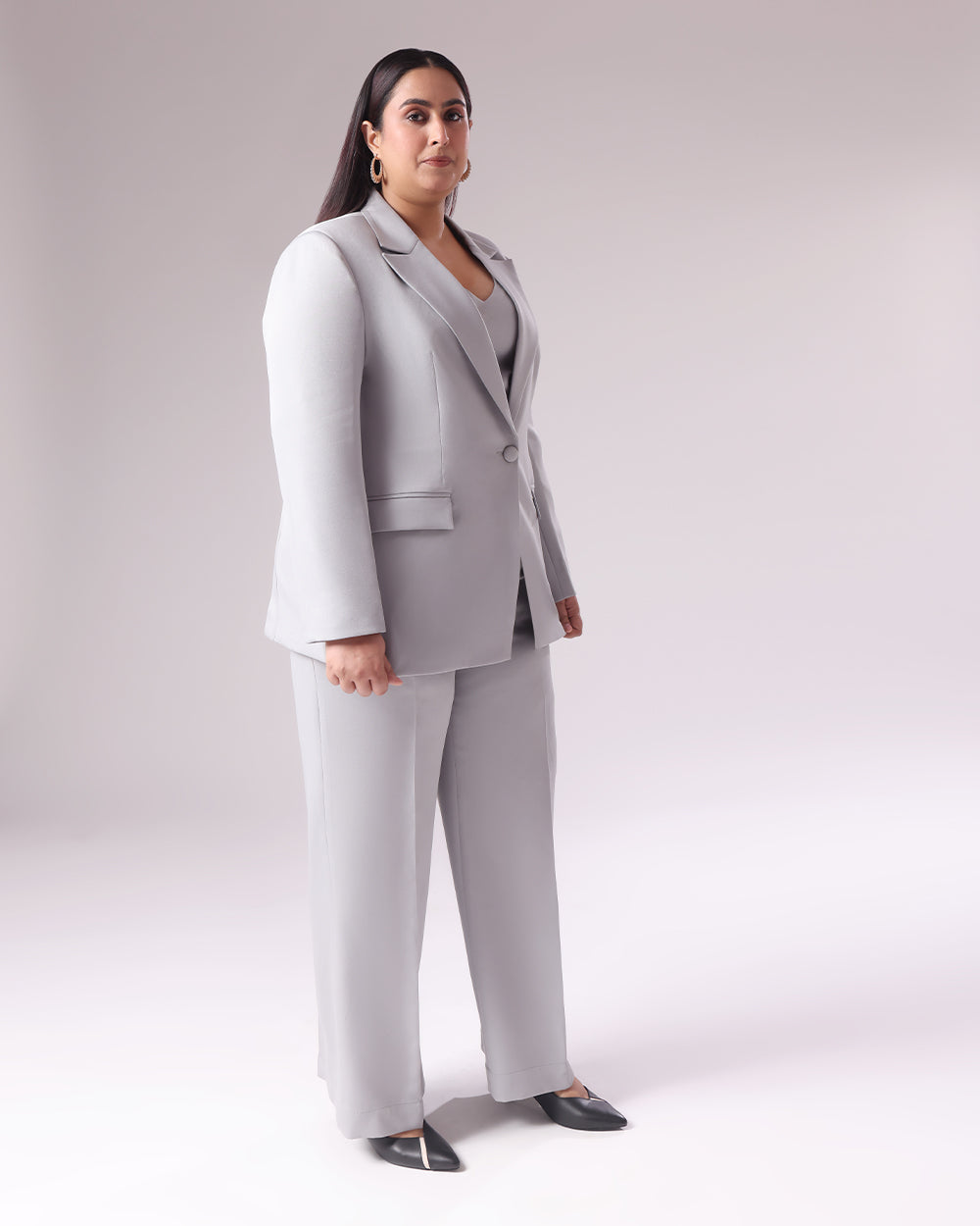Grey Single Breasted Blazer Suit