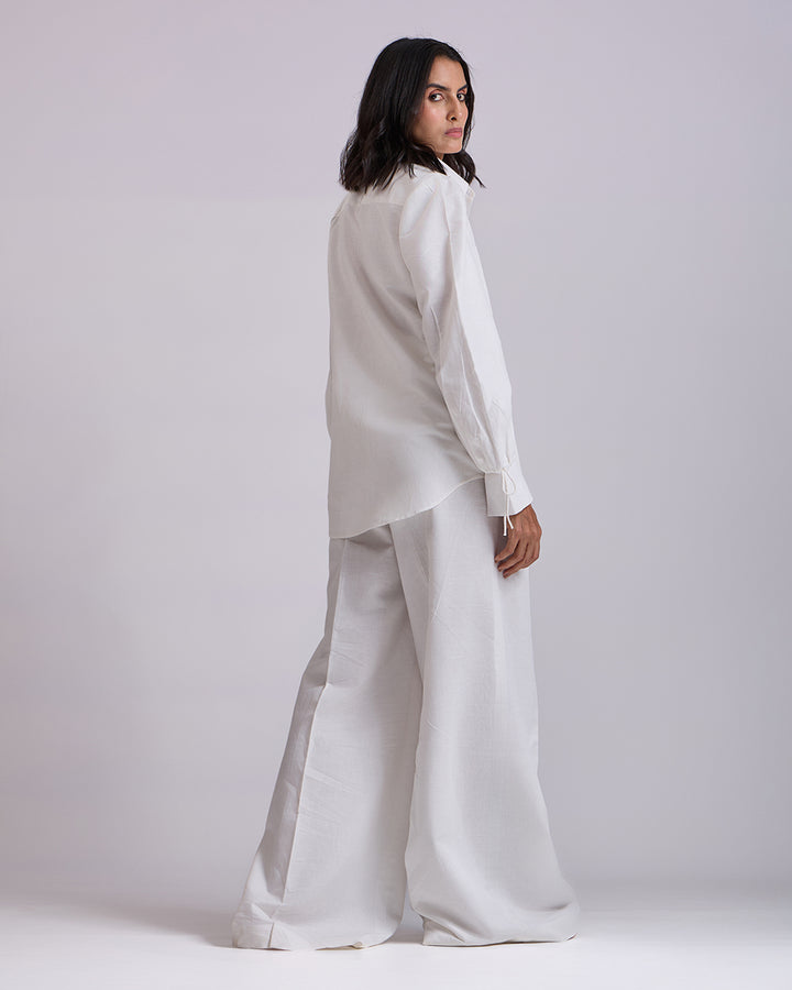 Off White High Waist Palazzo Pants