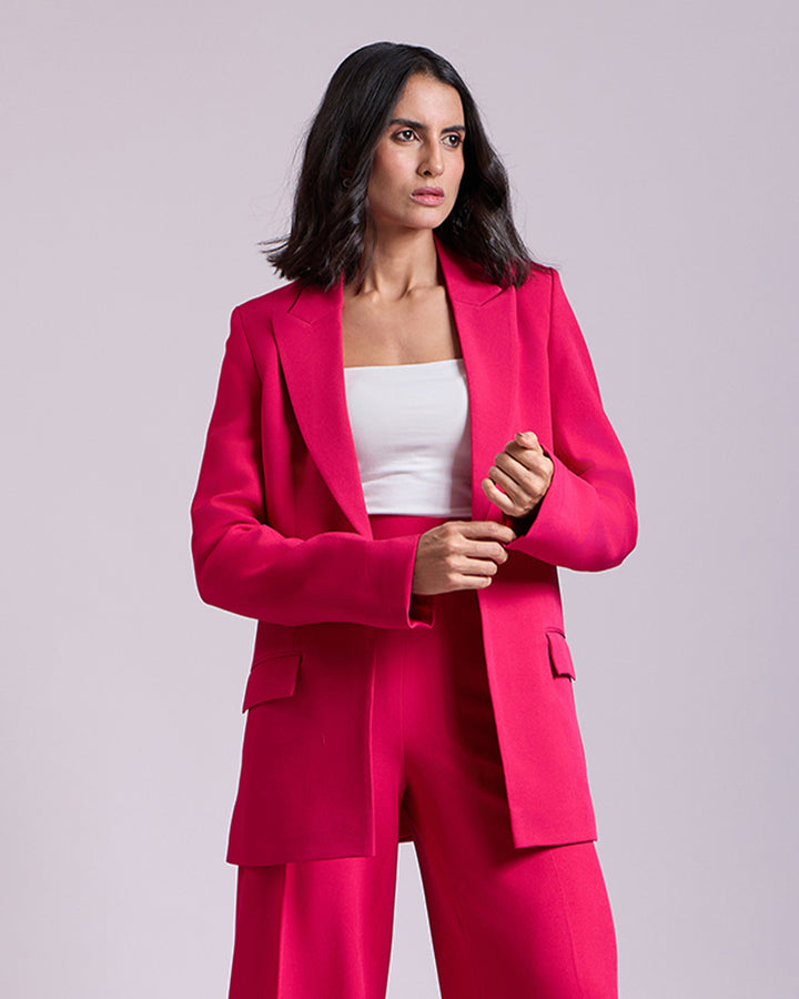 Monica Hot pink Single-Breasted Blazer