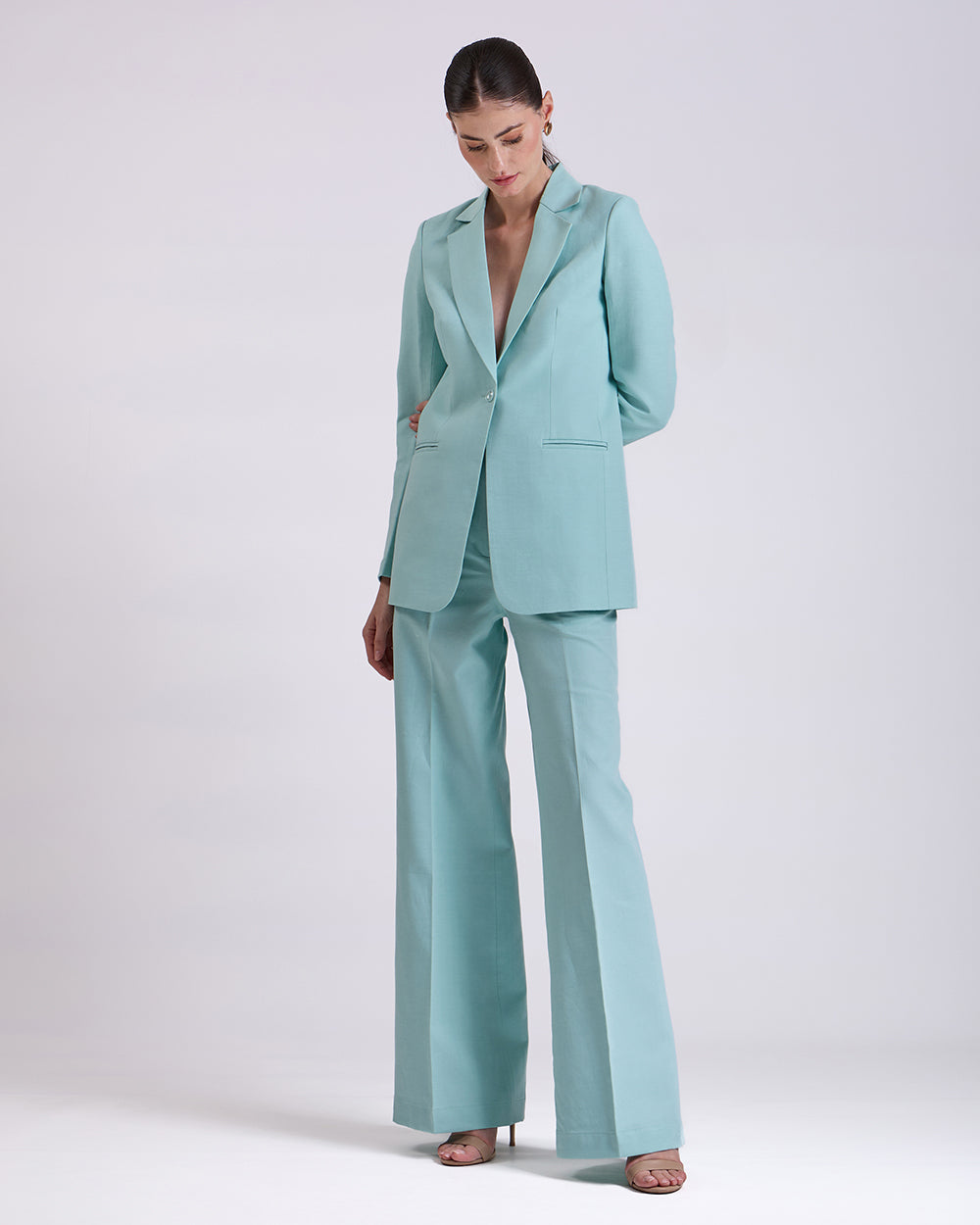 Teal Blue Single Breasted Suit 2-Piece