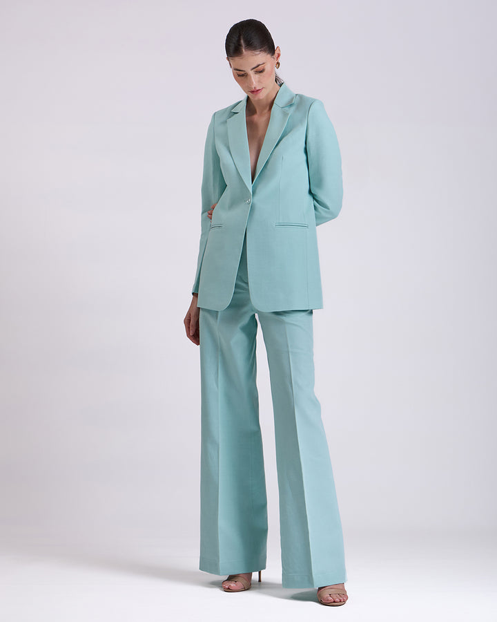 Teal Blue Single Breasted Suit 2-Piece