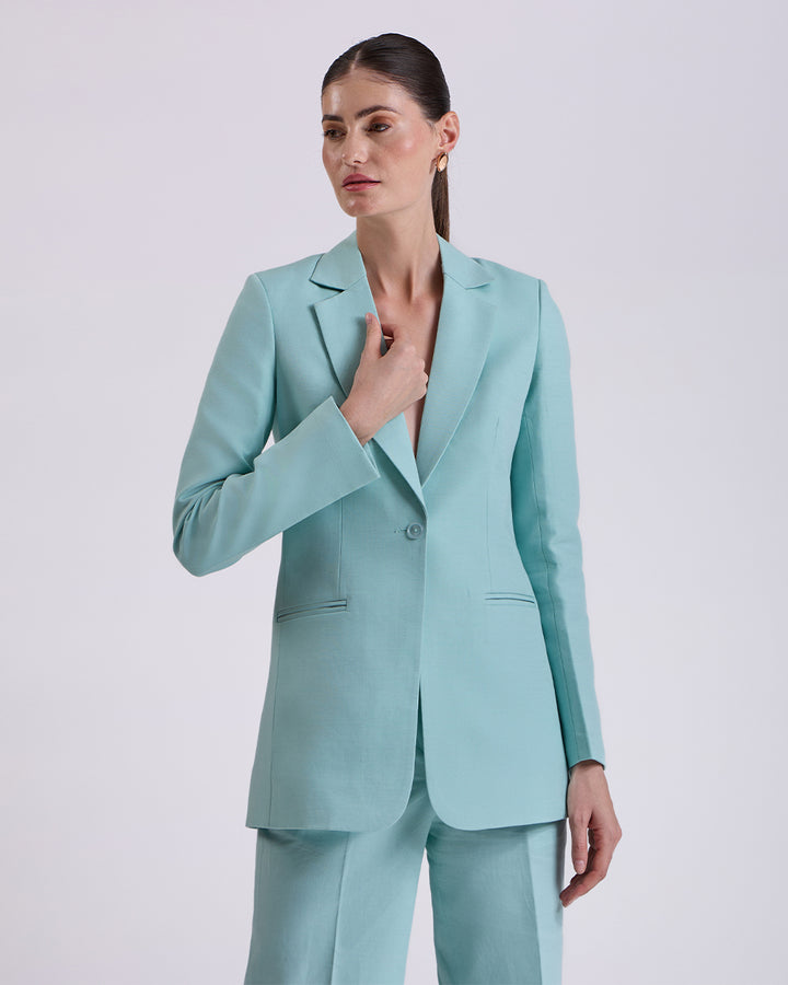 Teal Blue Single Breasted Suit 2-Piece