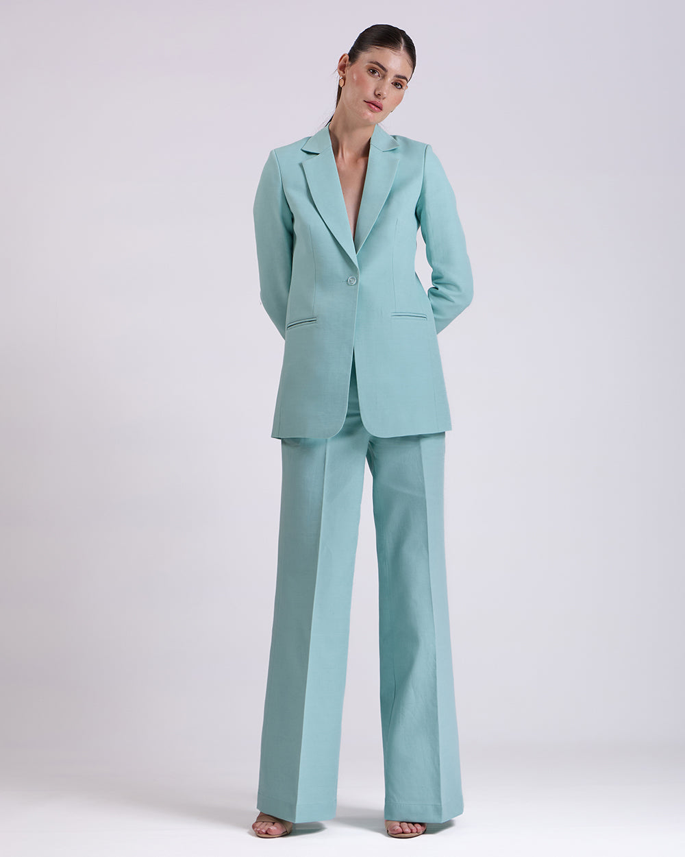 Teal Blue Single Breasted Suit 2-Piece