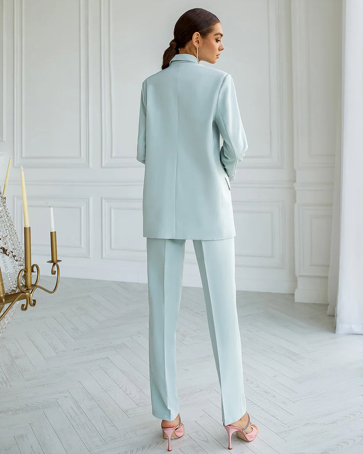 Kriya Blue Double-Breasted Blazer Suit