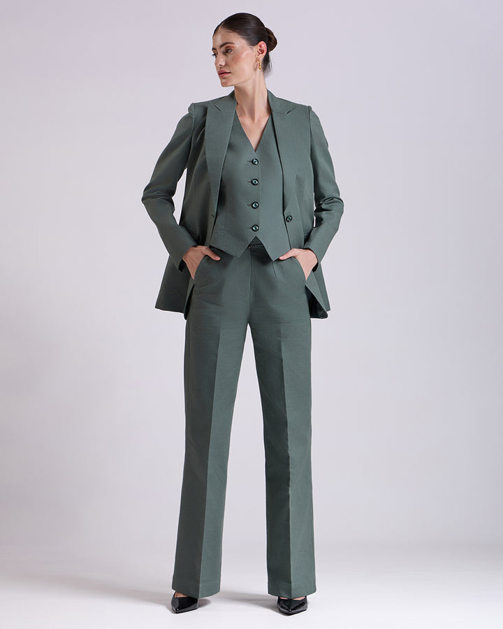 Green Single breasted 3-Piece Suit