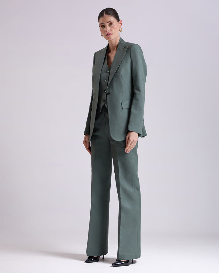 Green Single breasted 3-Piece Suit