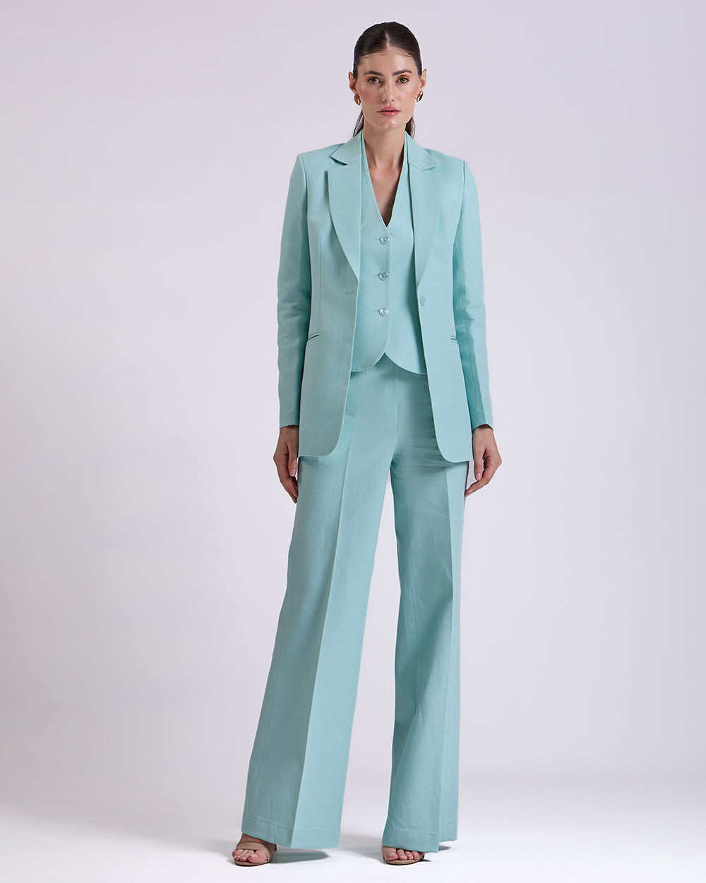 Teal Blue Single breasted 3-Piece Suit