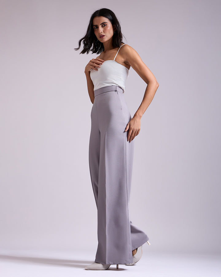 Monica Grey High-waisted Flared Pants
