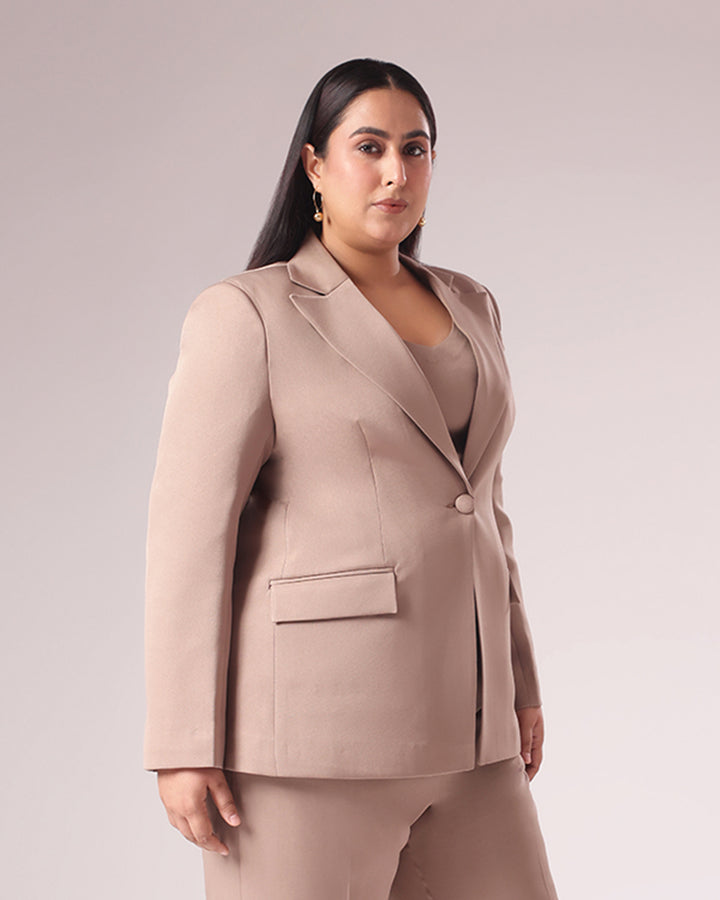 Tan Single Breasted Blazer