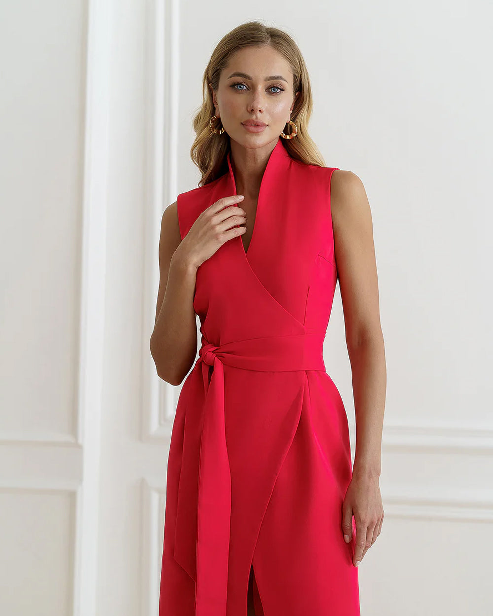 Red Wrap Sleeveless Mini Dress