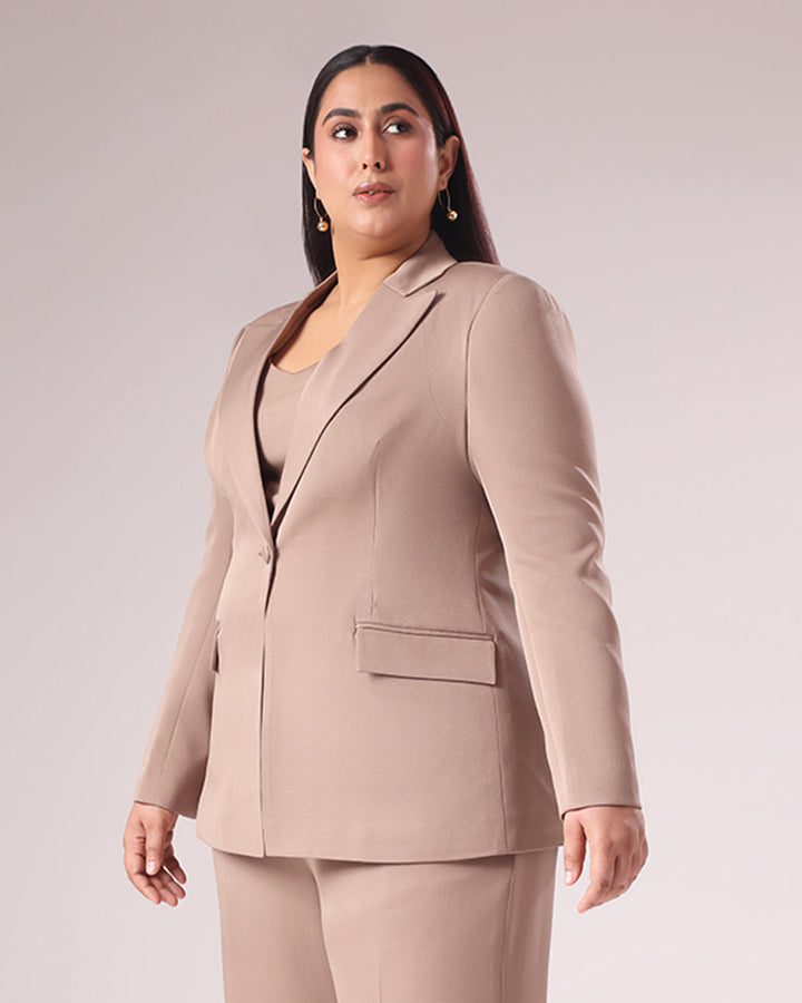 Tan Single Breasted Blazer