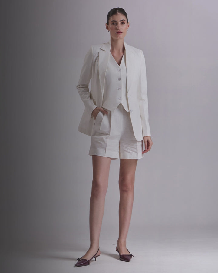 white Short Suit 3 Piece