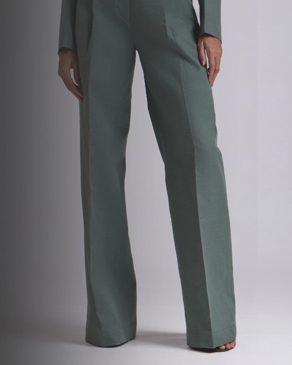 Green Pleated High waist pants