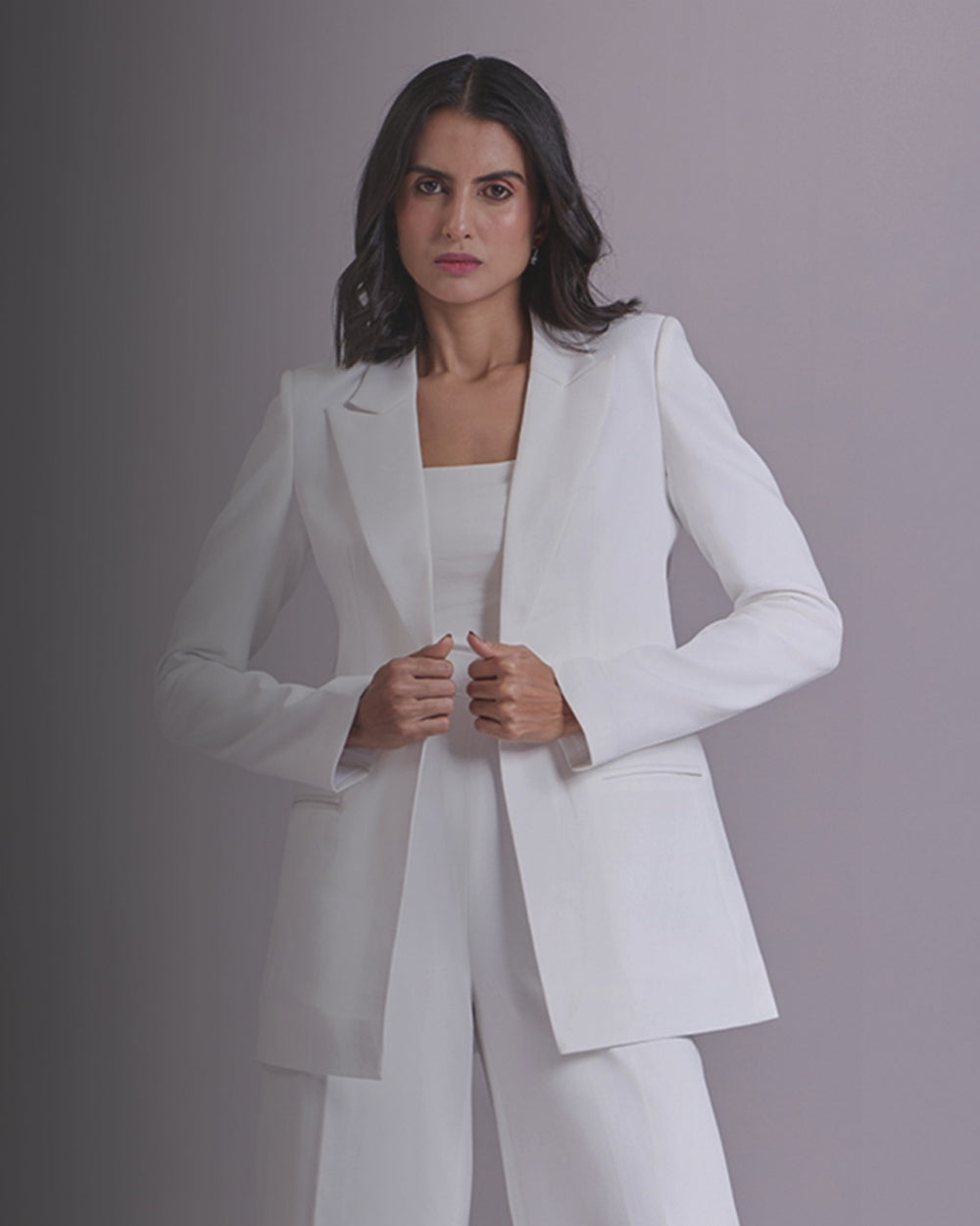 Monica White Single-Breasted Blazer