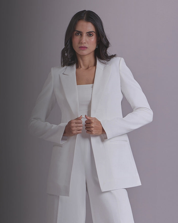 Monica White Single-Breasted Blazer