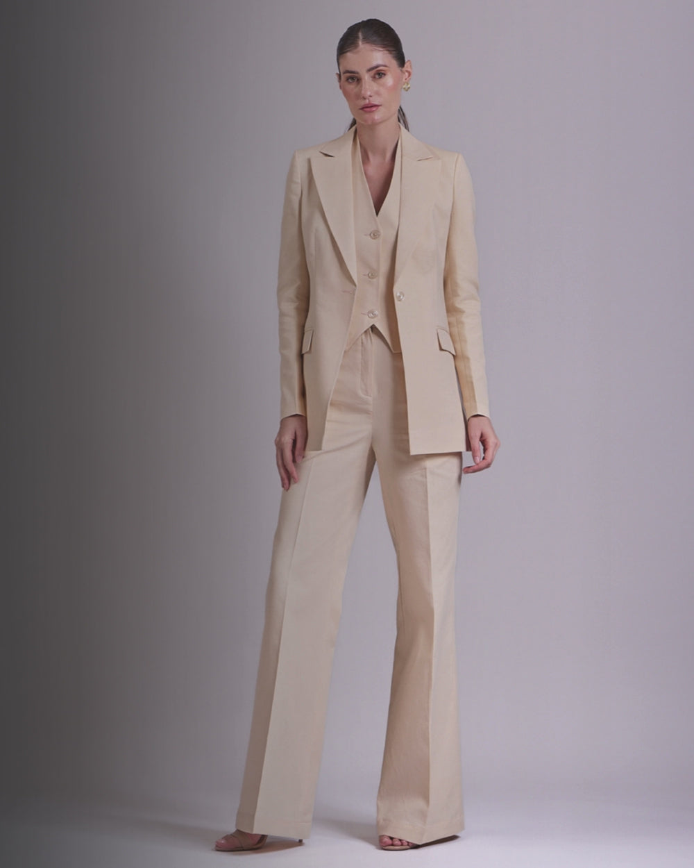 Beige Single breasted 3-Piece Suit