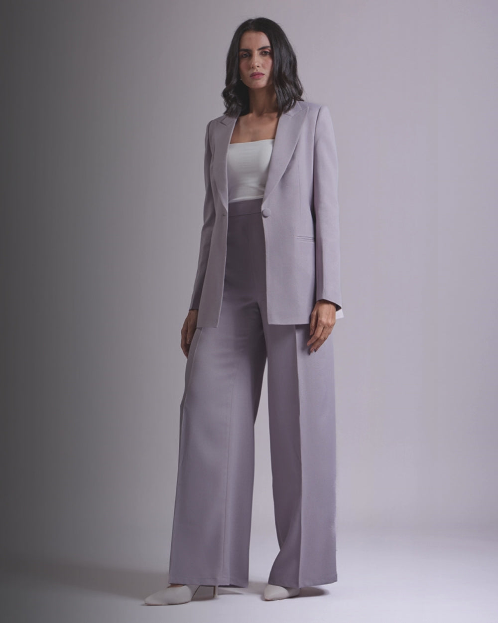 Monica Grey Single-Breasted 2-piece Suit