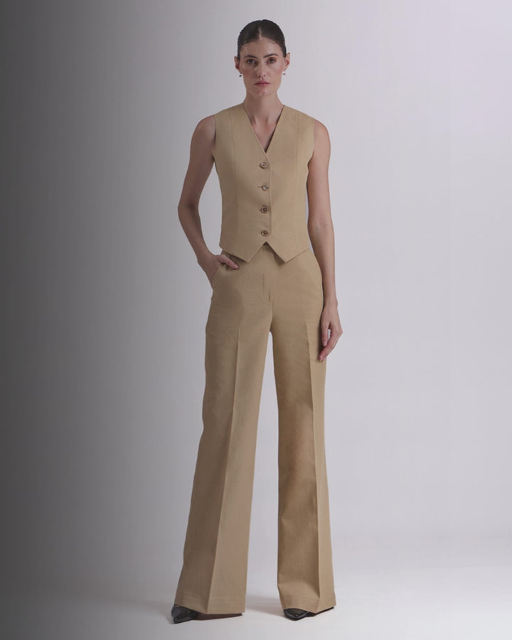 Tan Brown Waistcoat And Pant Set
