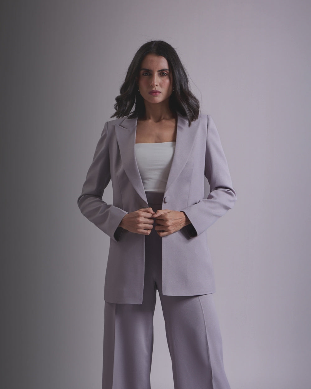 Monica Grey Single-Breasted Blazer
