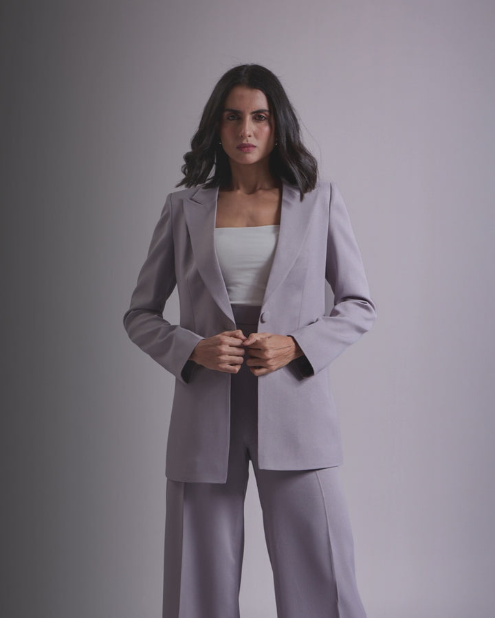 Monica Grey Single-Breasted Blazer