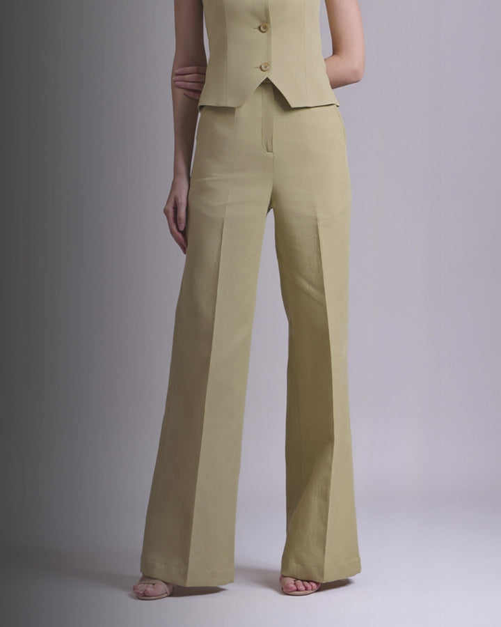 Pista Green Slim-Fit Flared Pant