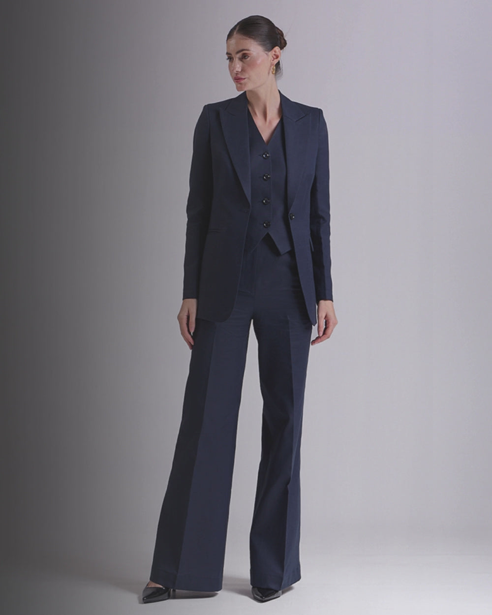 Navy Blue Single breasted 3-Piece Suit