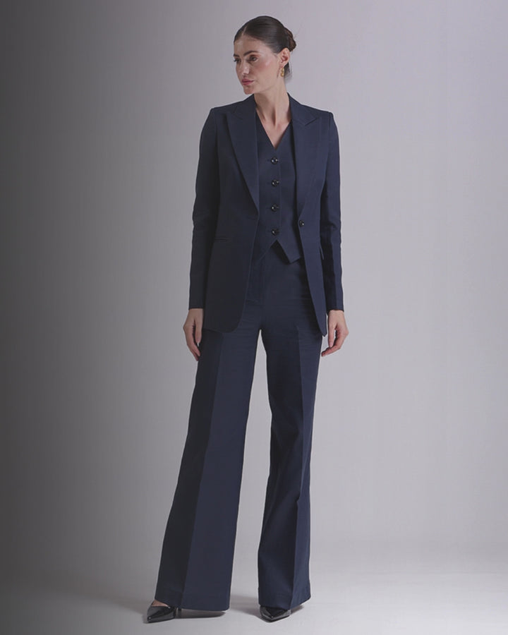 Navy Blue Single breasted 3-Piece Suit