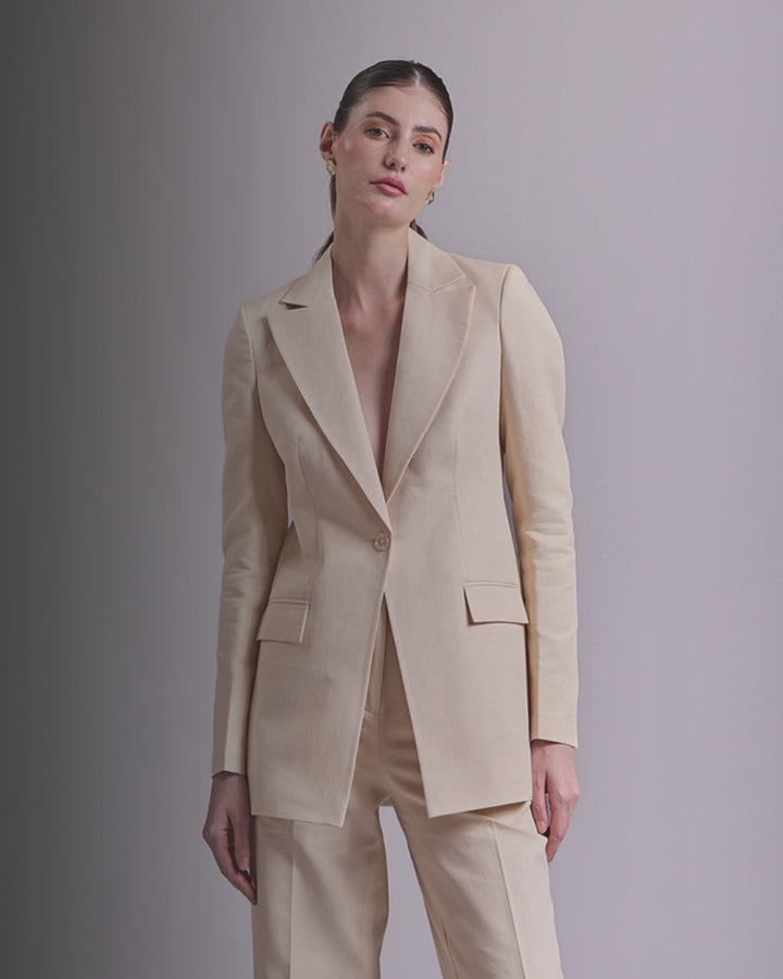 Beige Single Breasted Blazer