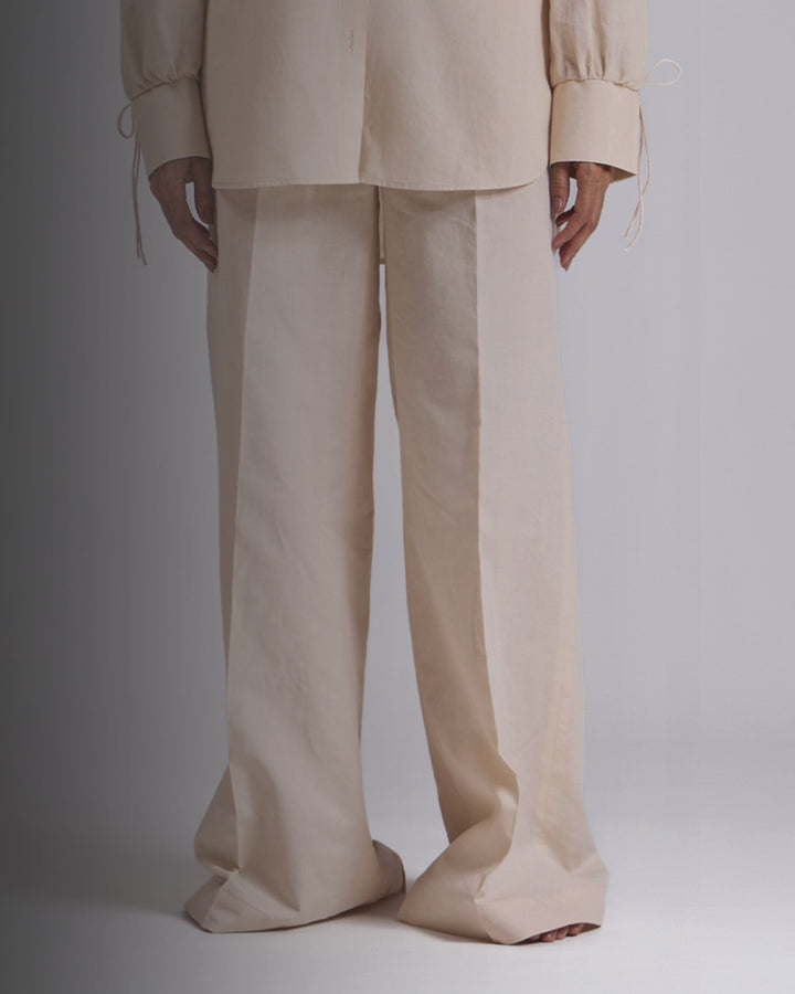 Beige High Waist Palazzo Pants