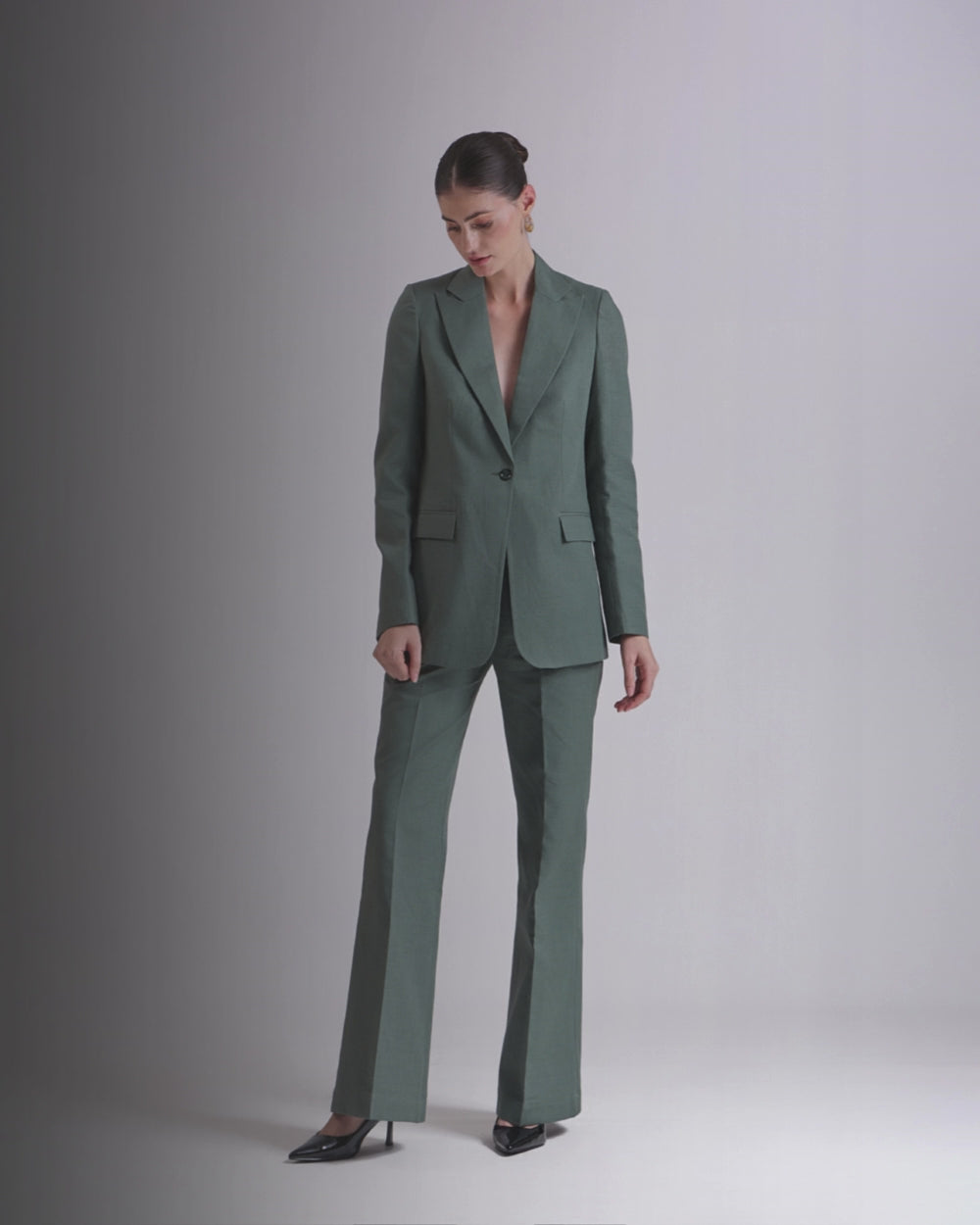 Green Single-Breasted Suit 2-Piece