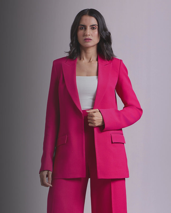 Monica Hot pink Single-Breasted Blazer