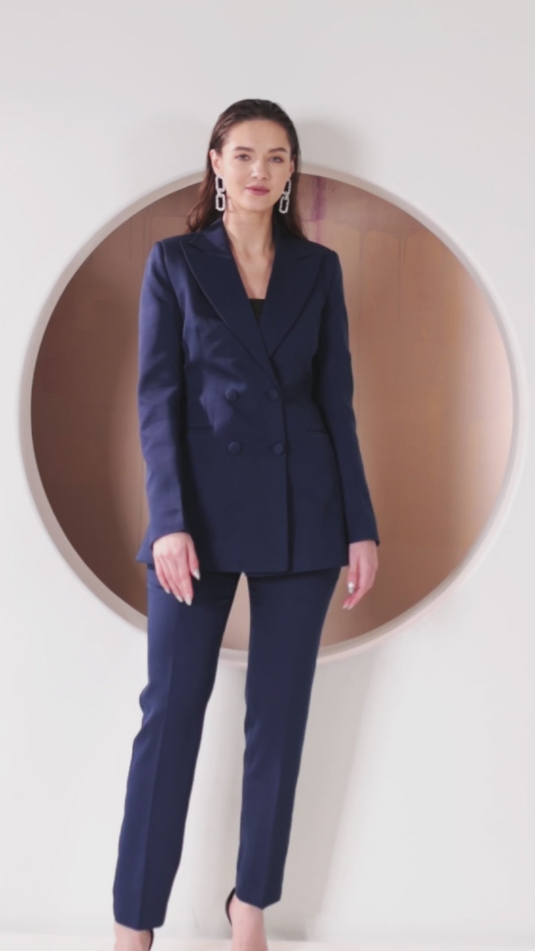 Navy Blue Double Breasted Blazer Set