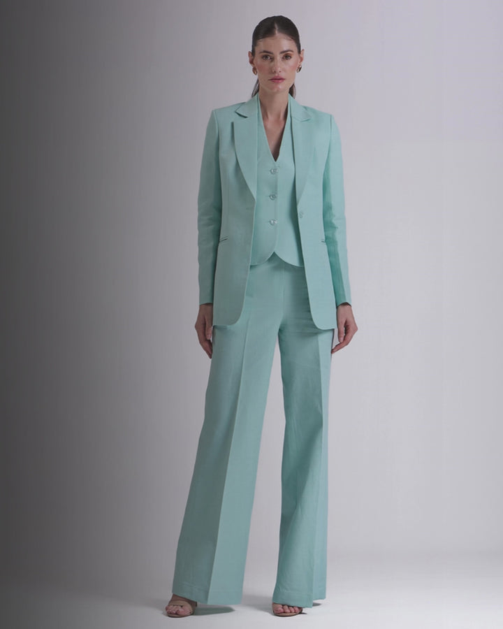 Teal Blue Single breasted 3-Piece Suit