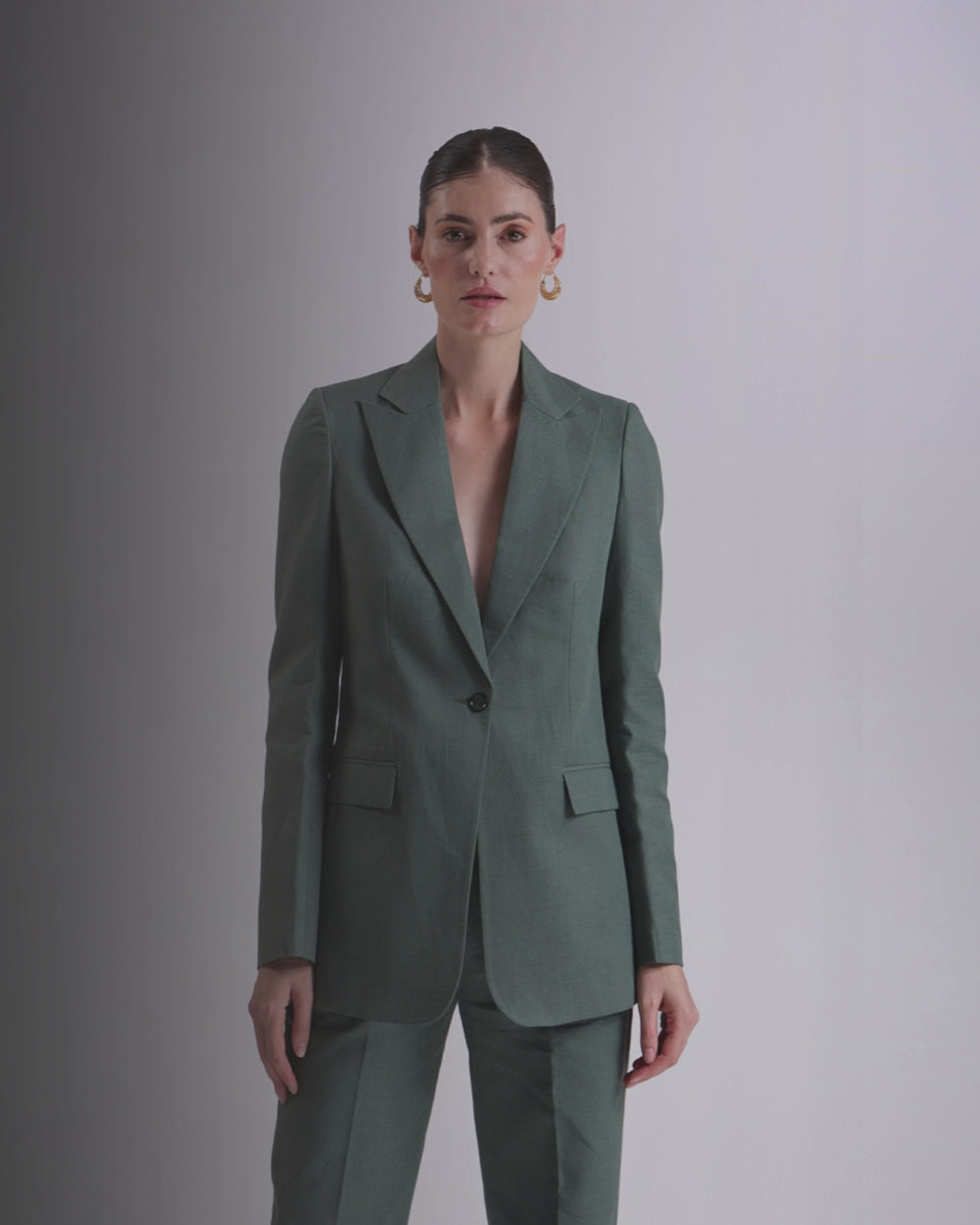 Green Single Breasted Blazer