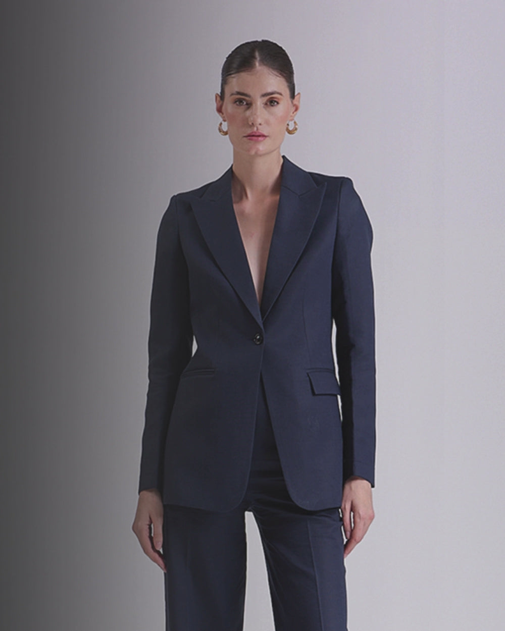 Navy Blue Single Breasted Blazer