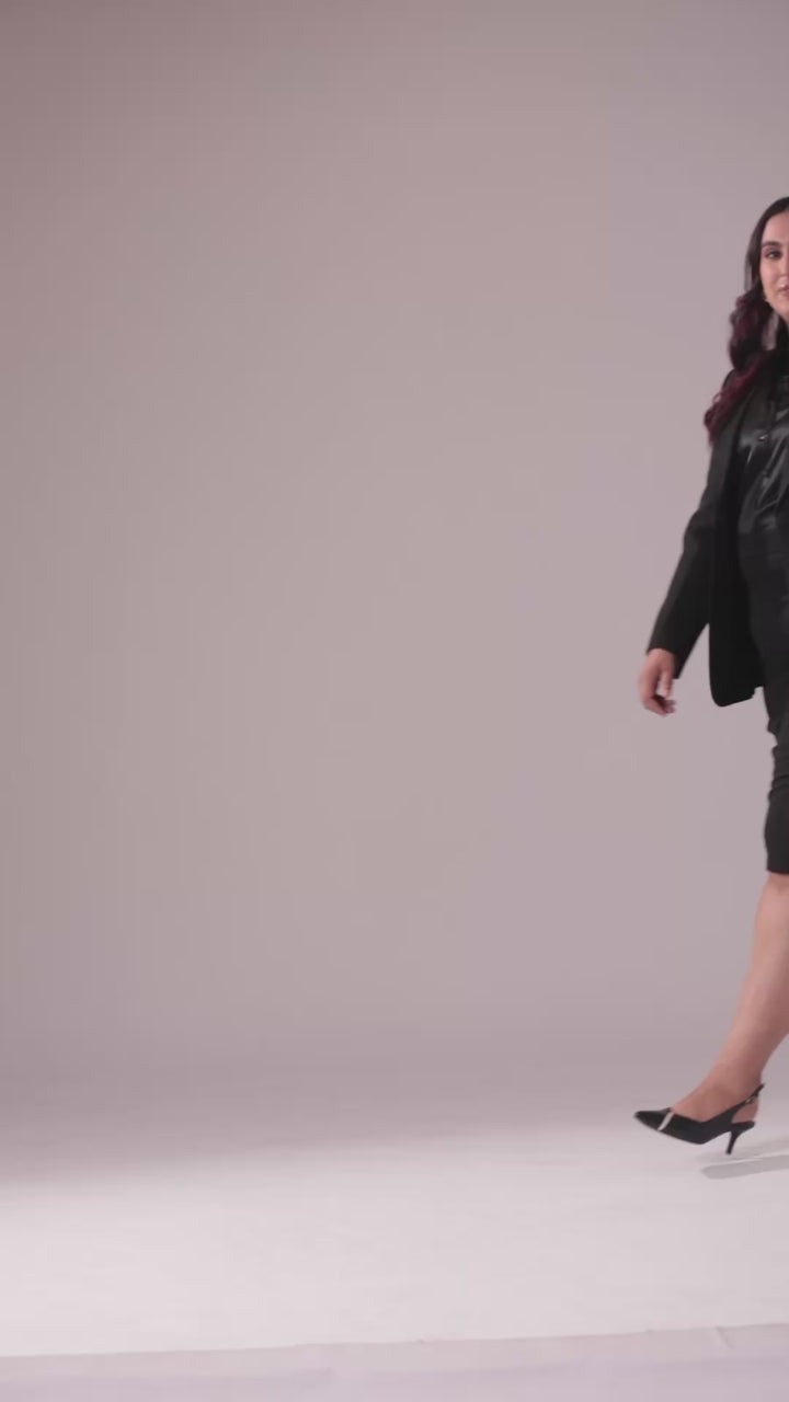 Plus Size Black Single Breasted Blazer & Skirt Set