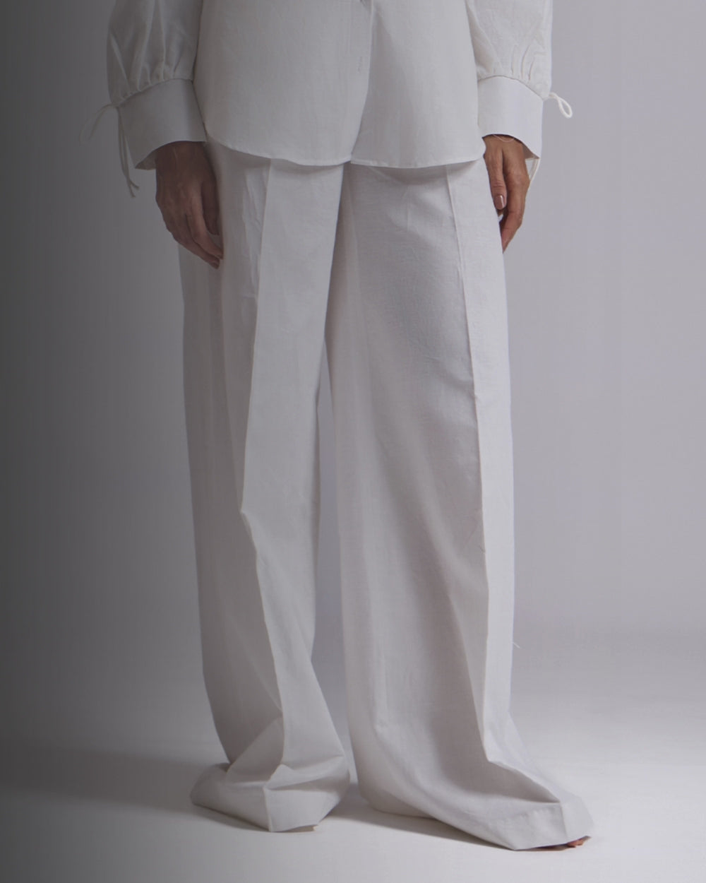 Off White High Waist Palazzo Pants