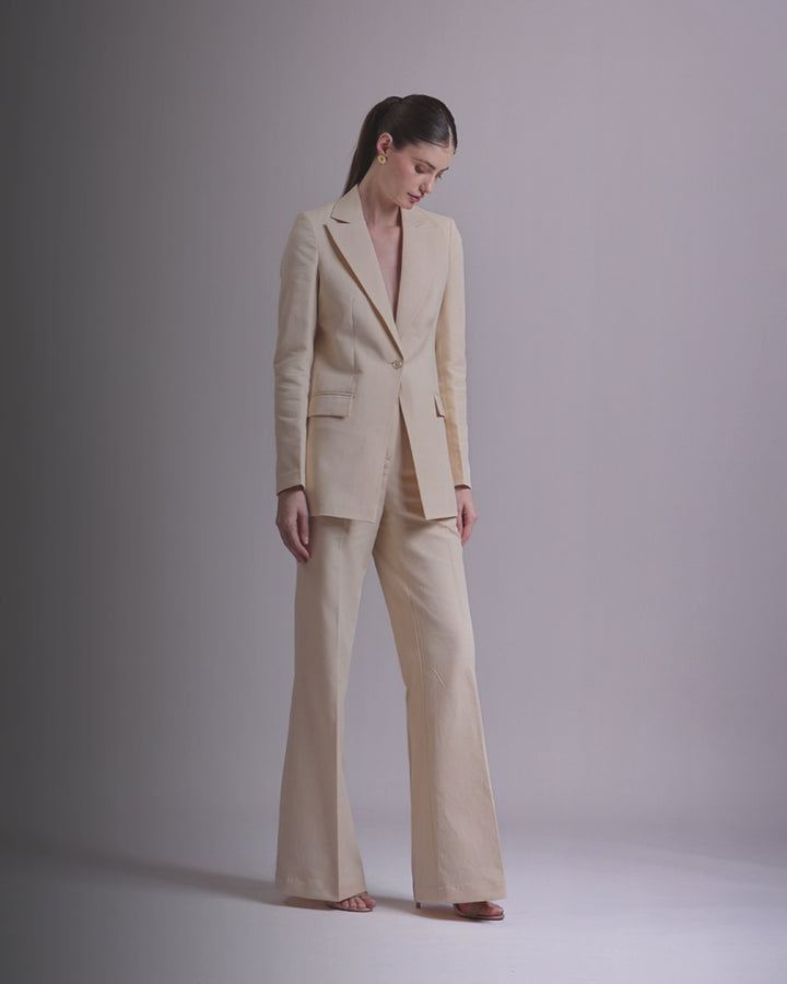 Beige Single-Breasted Suit 2-Piece