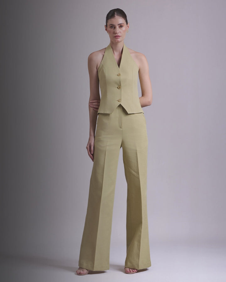 Pista Green Waistcoat And Pant Set