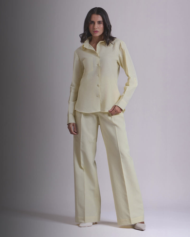 Yellow Shirt And Pleated Pant