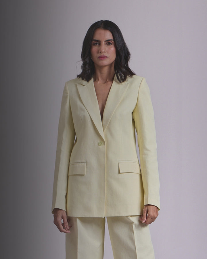 Yellow Single Breasted Blazer