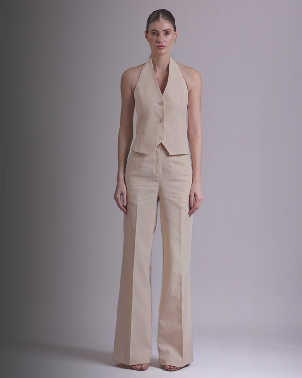 Beige Waistcoat And Pant Set