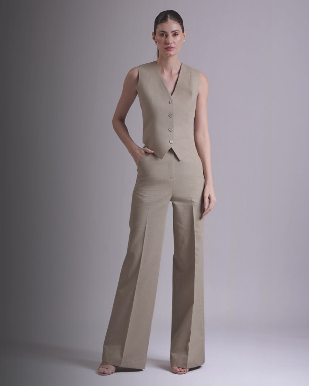 Olive Waistcoat And Pant Set