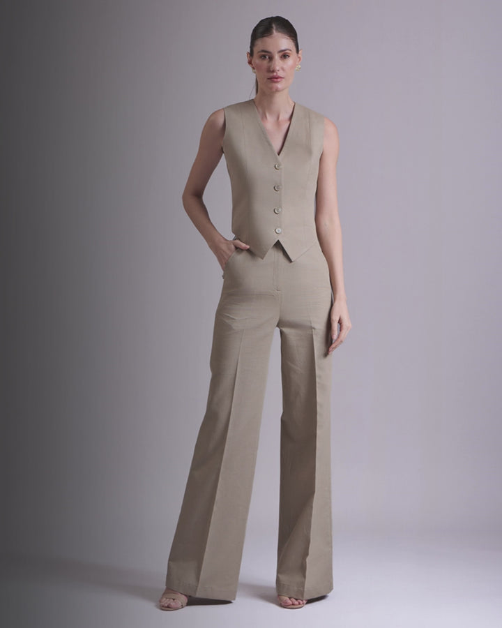 Olive Waistcoat And Pant Set
